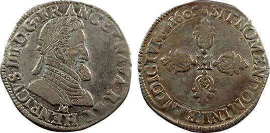 монета Генрих IV. 1/2 франка 1605