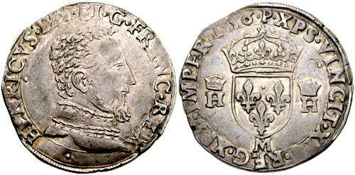 монета Генрих II. Тестон 1556. 