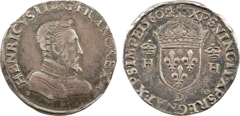 монета Франциск II. Тестон 1560 с портретом и именем Генриха II