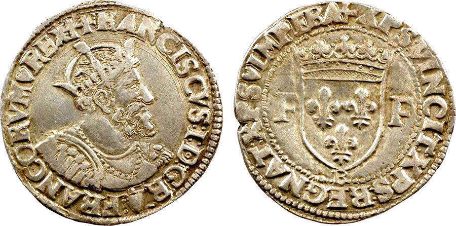 монета Франциск I. Тестон.