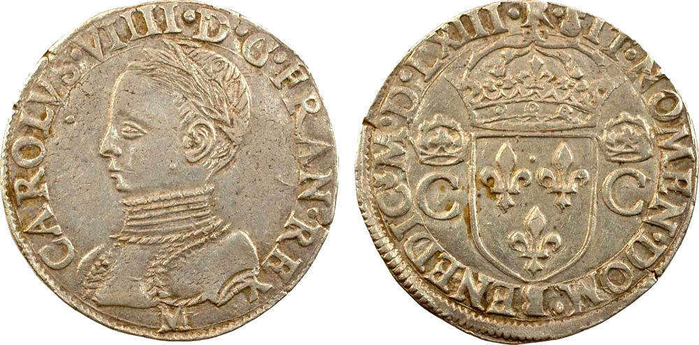 монета Карл IX. Тестон 1563