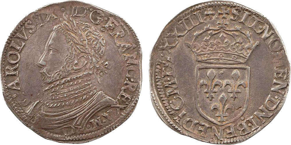 монета Карл IX. Тестон 1573