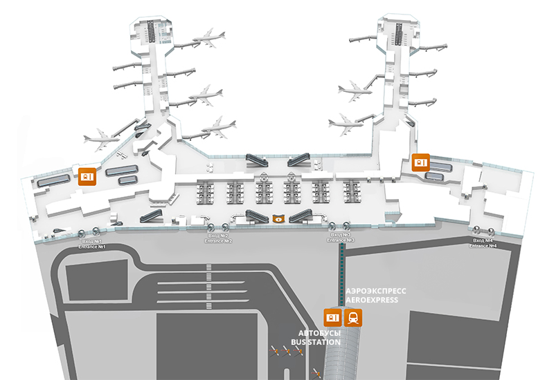 Схема общественного транспорта аэропорта Домодедово