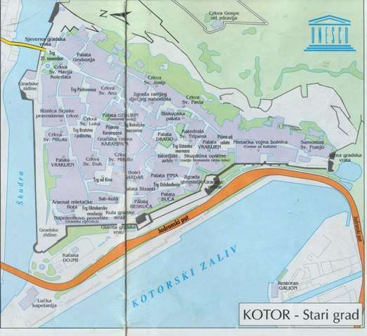 Туристическая карта достопримечательностей Котора
