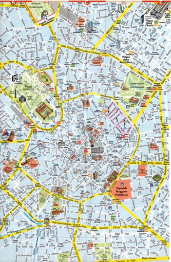 Карта достопримечательностей Милана